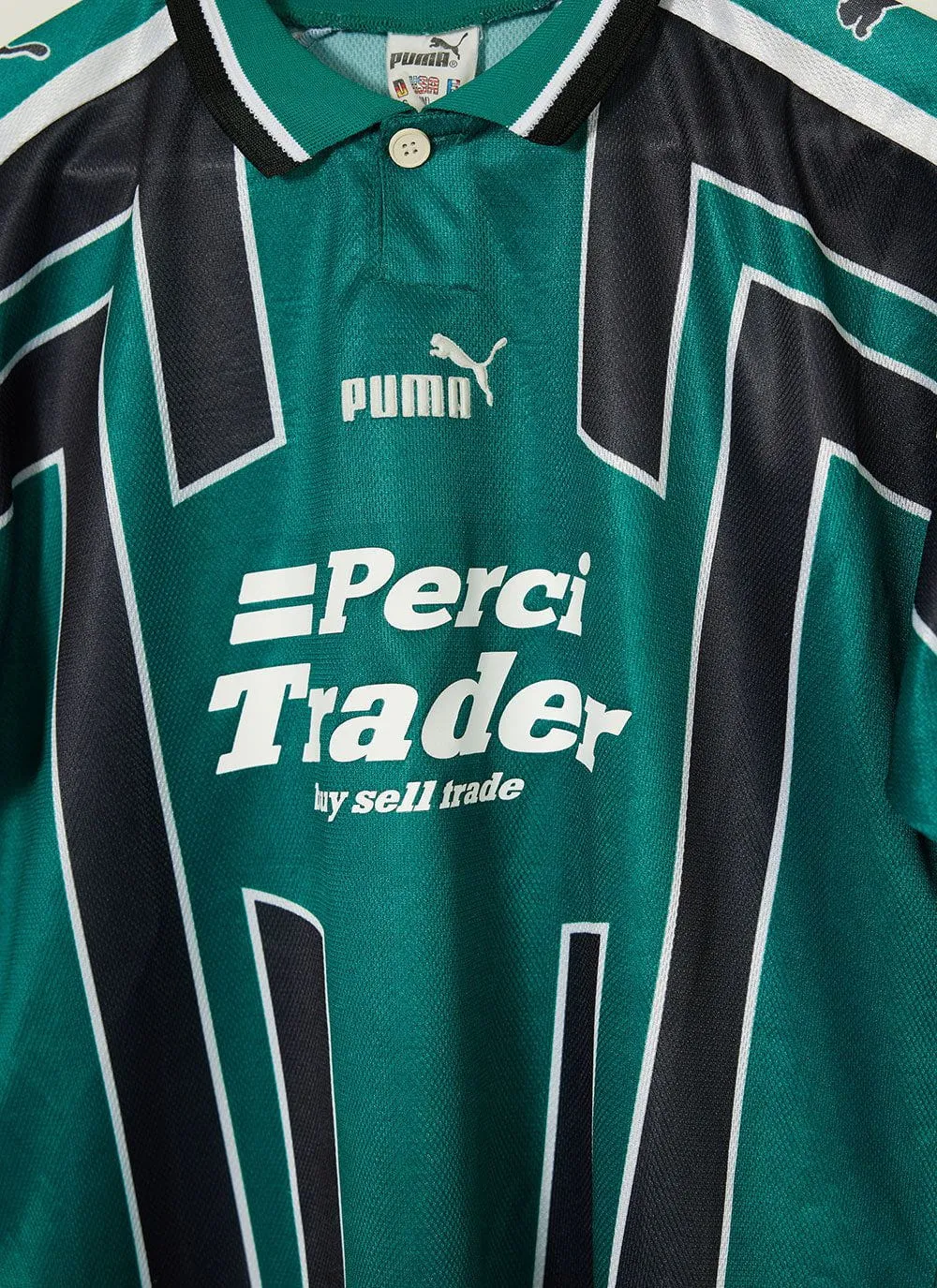 90s Puma Shirt #16 | Percival x Classic Football Shirts | Green with Black