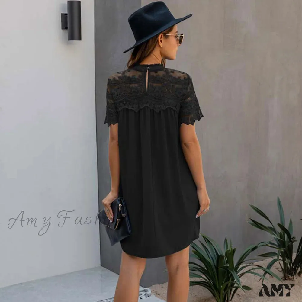 Amy Fashion - Lace  Loose Elegant Midi Dresses