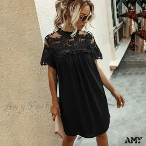 Amy Fashion - Lace  Loose Elegant Midi Dresses