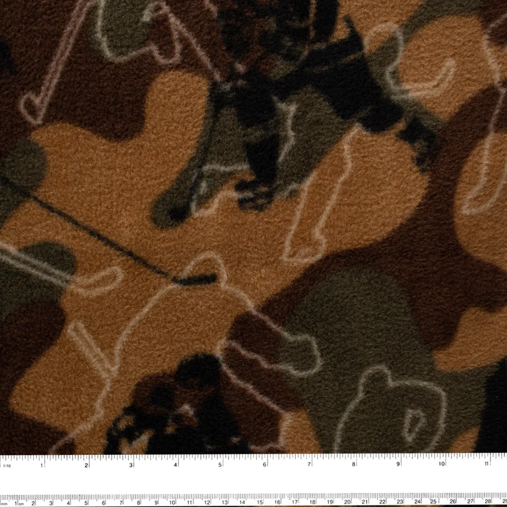 Anti Pill Fleece Print - FRESH -  Hockey camo - Brown