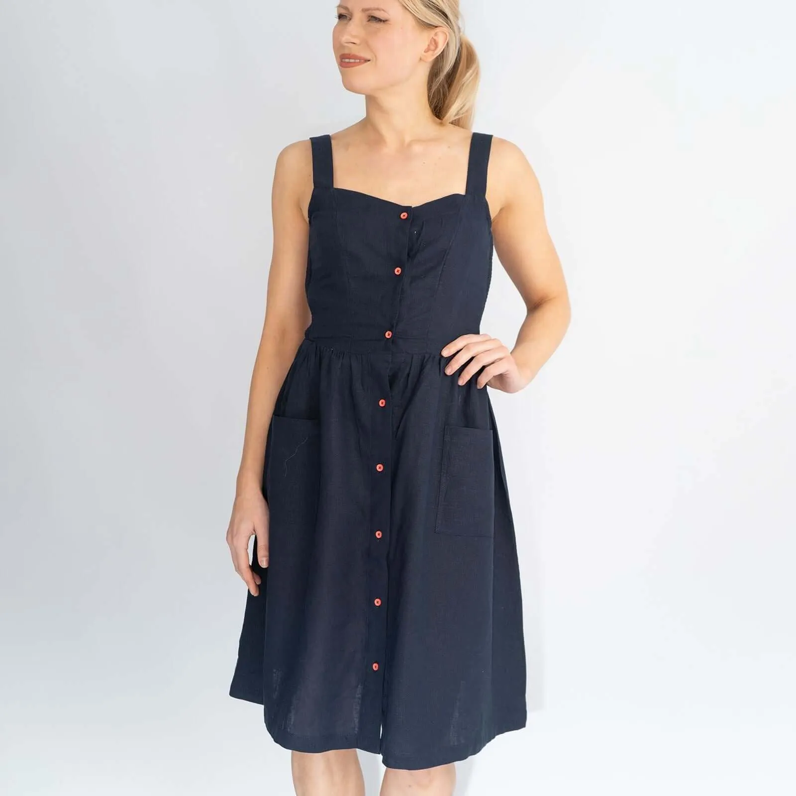 Aubrey Sleeveless Navy Blue Casual Short Summer Dresses