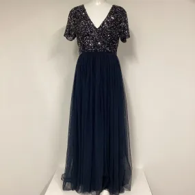 BNWT Maya Deluxe Petite Navy Sequin Occasion Dress Size 10