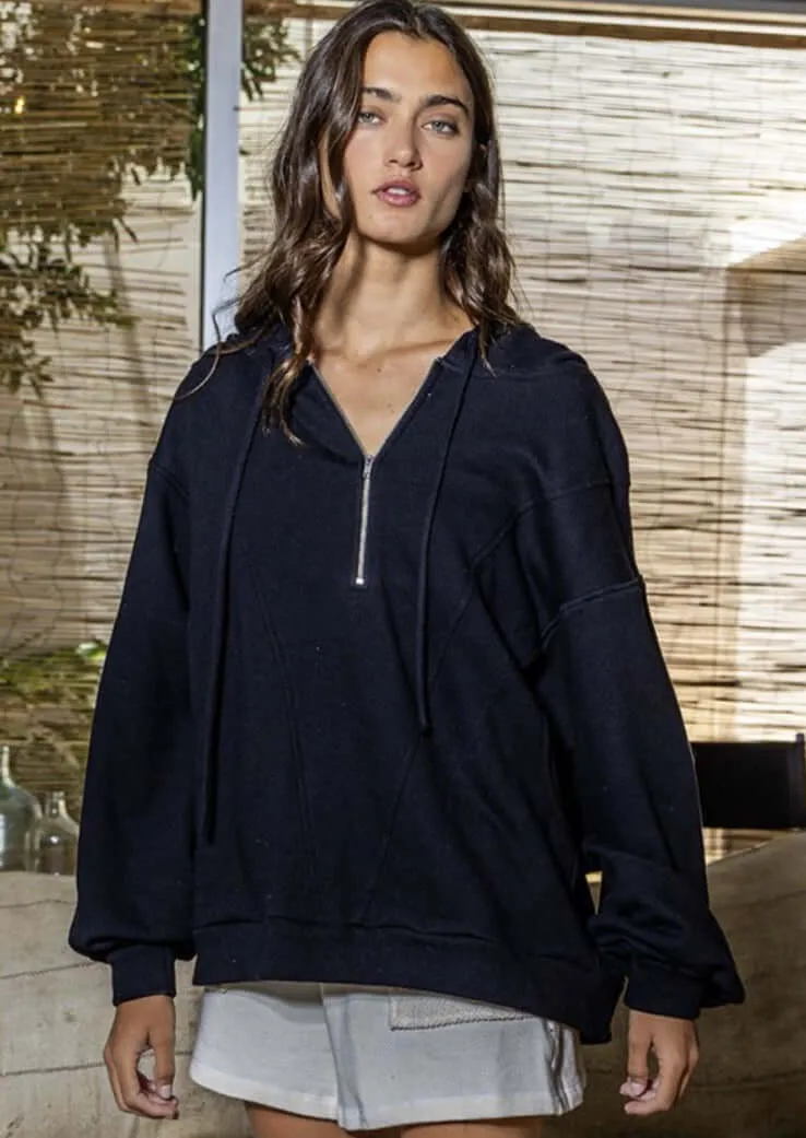 Bold & Comfy Half Zip Oversized Hoodie Made in USA