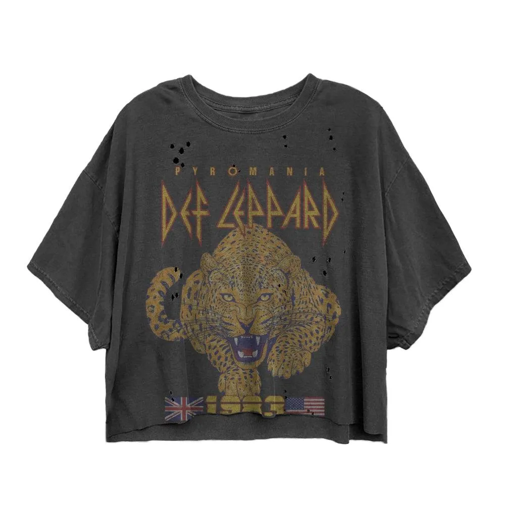 Def Leppard Tour 1983 Cat Vintage Oversize Crop