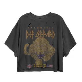 Def Leppard Tour 1983 Cat Vintage Oversize Crop