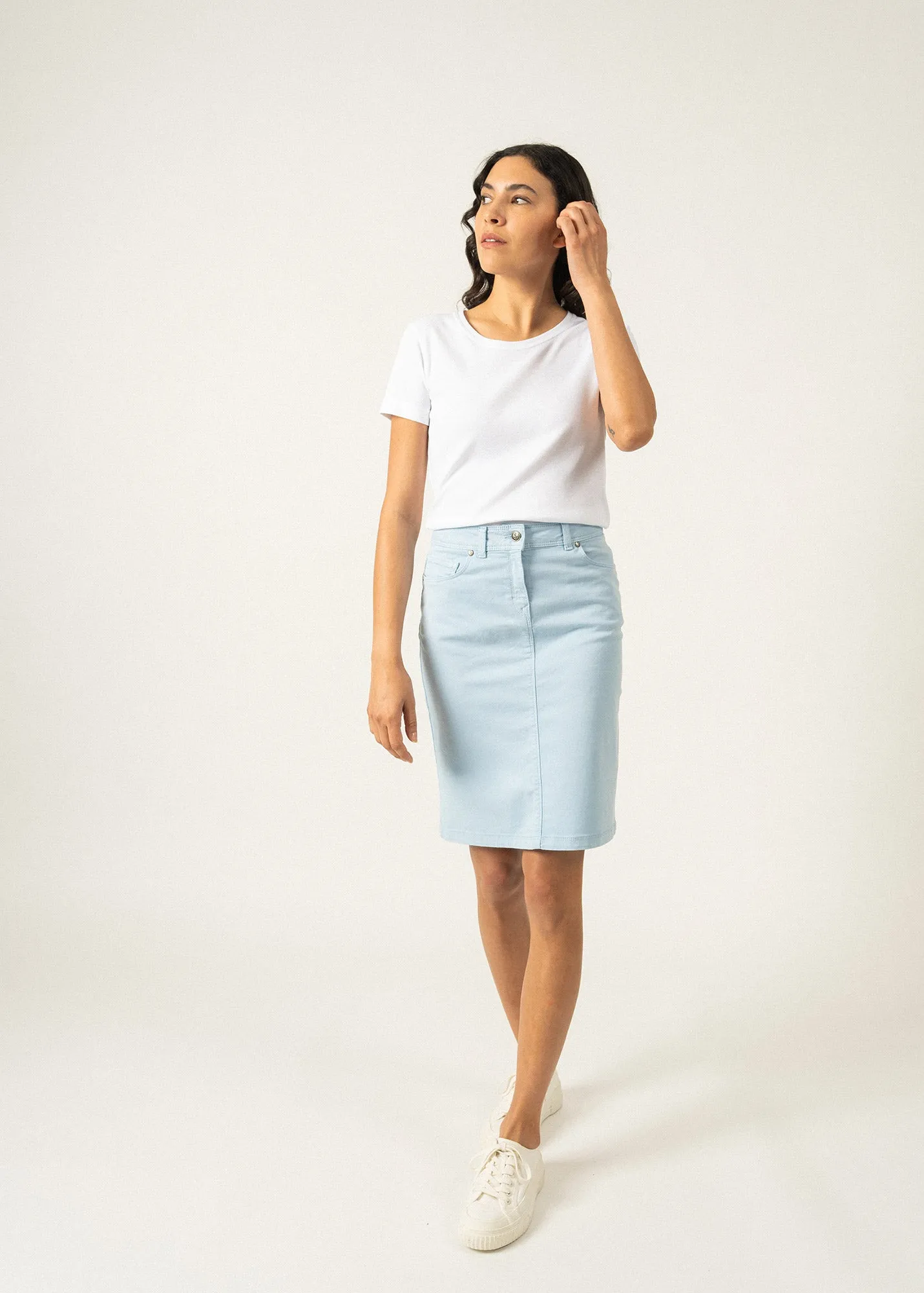 Elfy regular skirt - in coloured denim (CIEL)