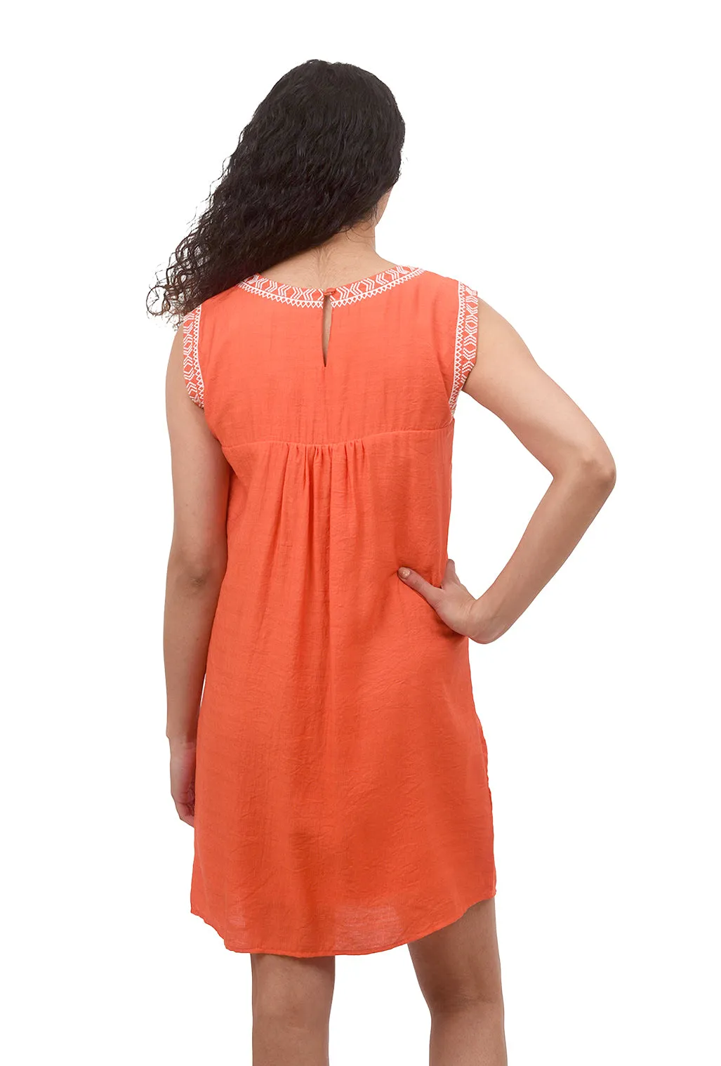 Embroidered Shift Dress, Orange