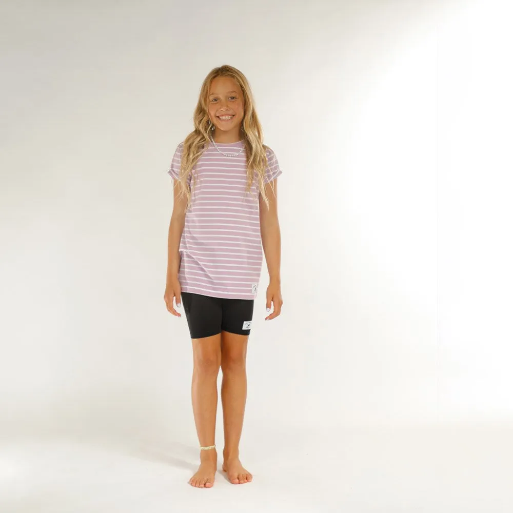 GIRLS SS CLASSICS TEE - Purple Stripe