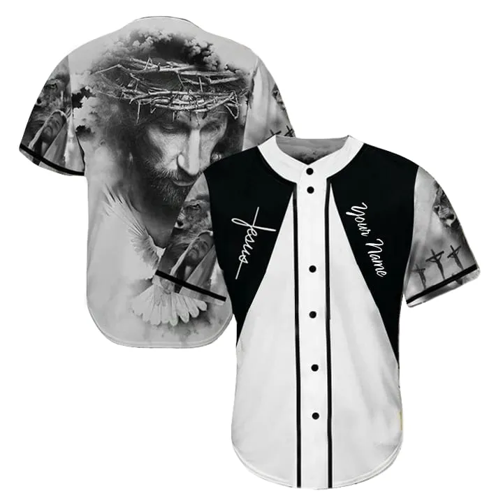 God Dove Jesus Cross Custom Baseball Jersey - Personalized Jesus Baseball Jersey For Men and Women