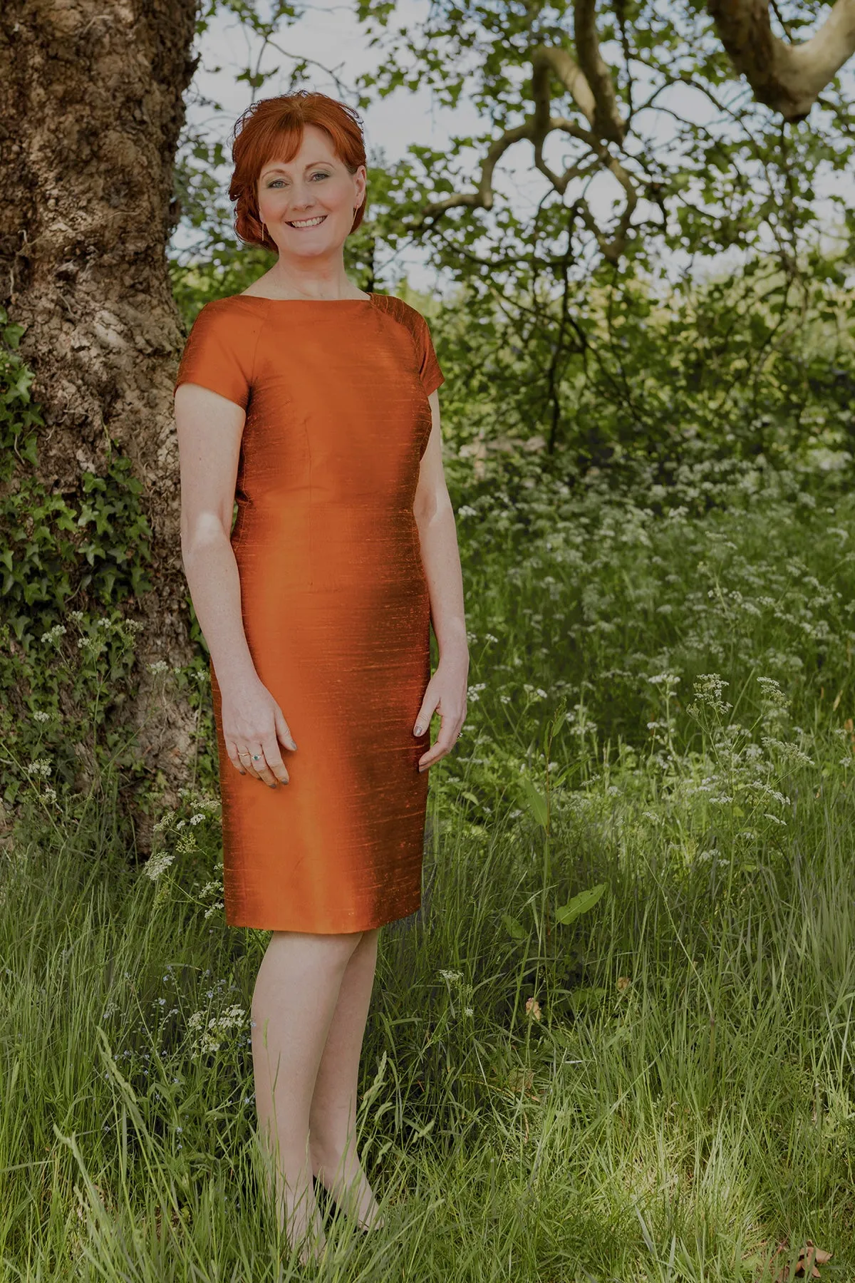 Hepburn Dress in Burnt Orange