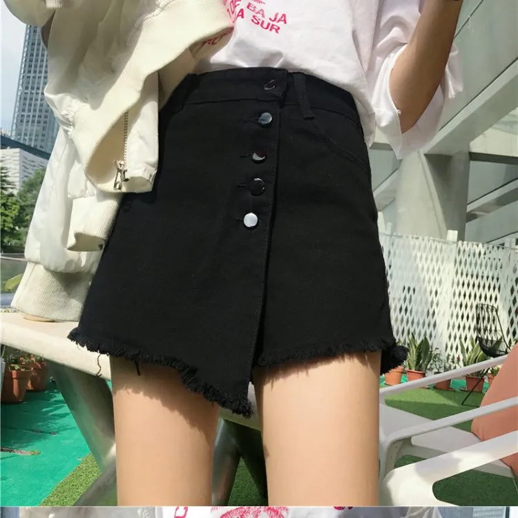 High Waist Denim Pants Women Korean Teenage Girl Pants Popular Niche A-Line Culottes Shorts