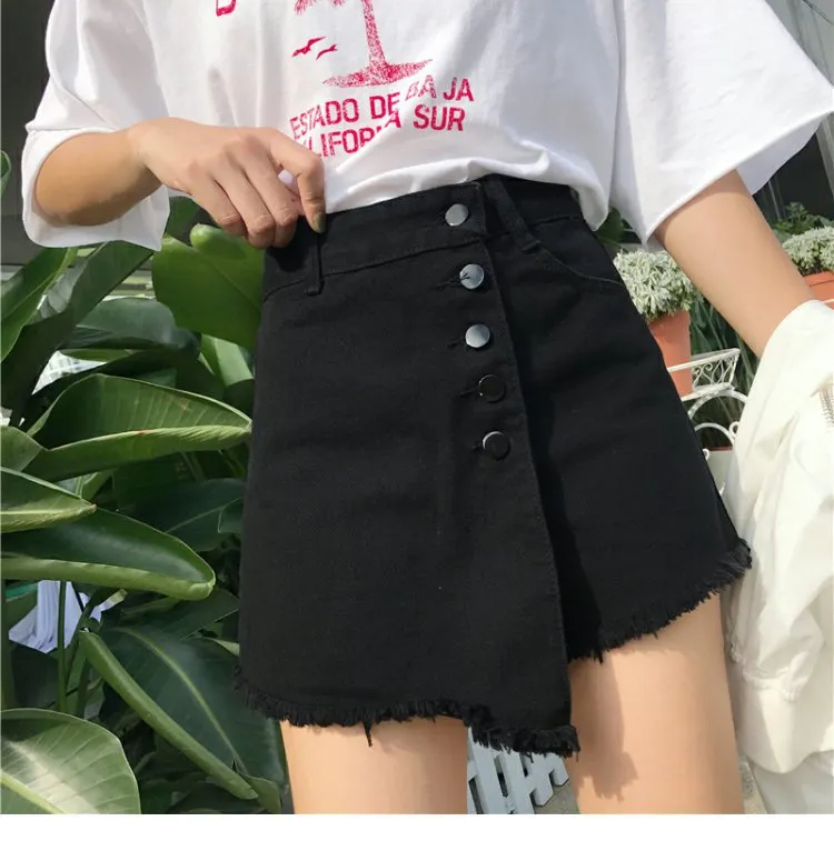 High Waist Denim Pants Women Korean Teenage Girl Pants Popular Niche A-Line Culottes Shorts