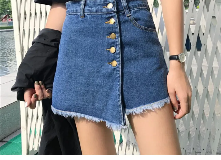 High Waist Denim Pants Women Korean Teenage Girl Pants Popular Niche A-Line Culottes Shorts