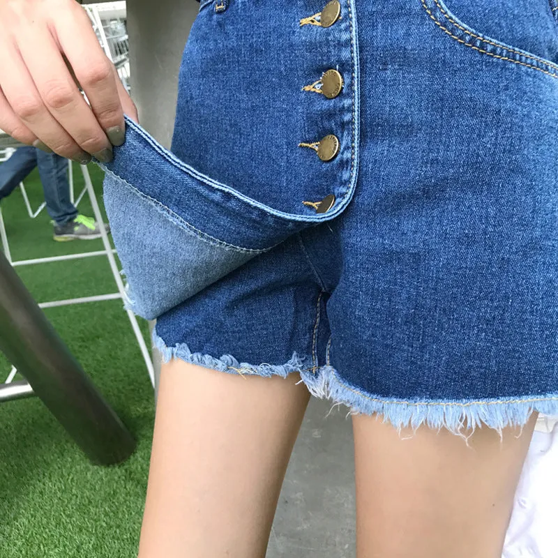 High Waist Denim Pants Women Korean Teenage Girl Pants Popular Niche A-Line Culottes Shorts