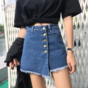 High Waist Denim Pants Women Korean Teenage Girl Pants Popular Niche A-Line Culottes Shorts