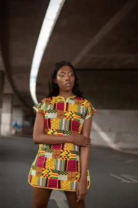 Incredible African Dress In Yellow Kente