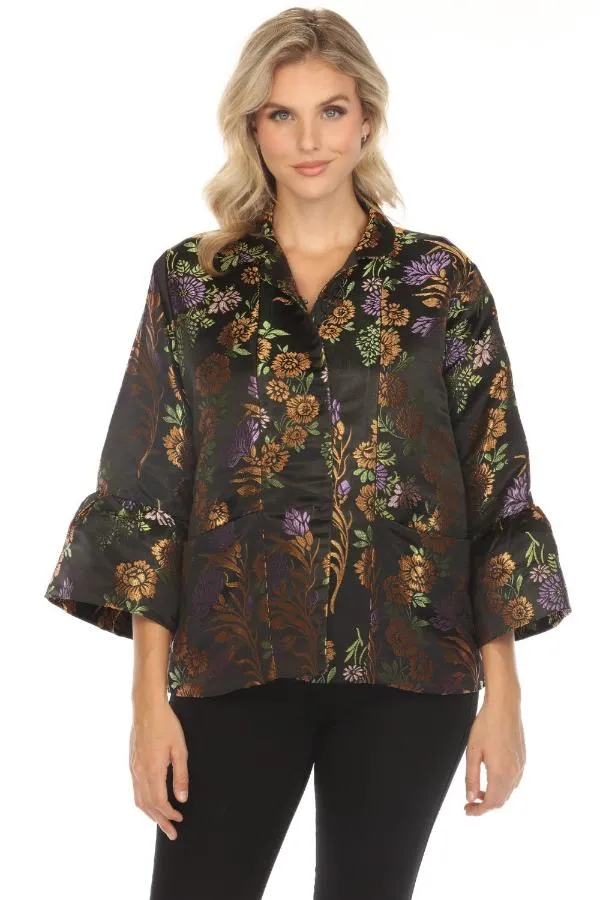 Johnny Was Biya Black Margie Floral Jacquard Jacket B41623