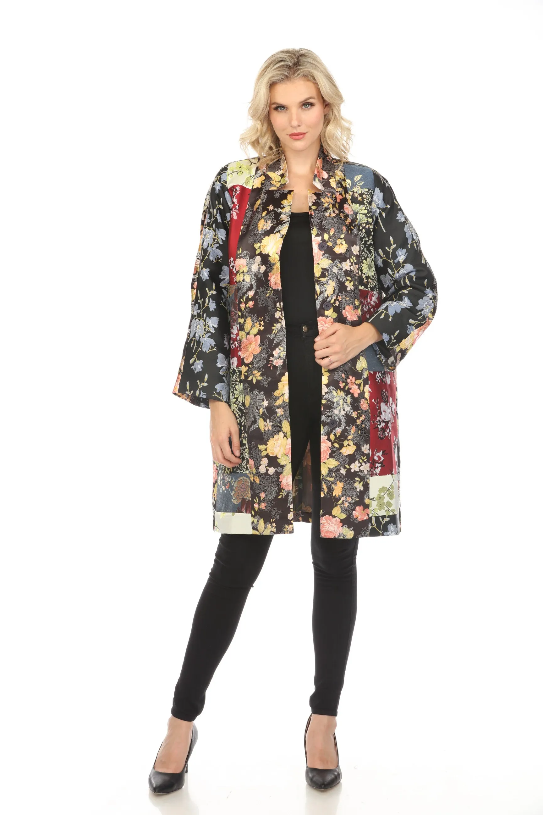 Johnny Was Biya Calanthe Patchwork Floral Coat Boho Chic B46821