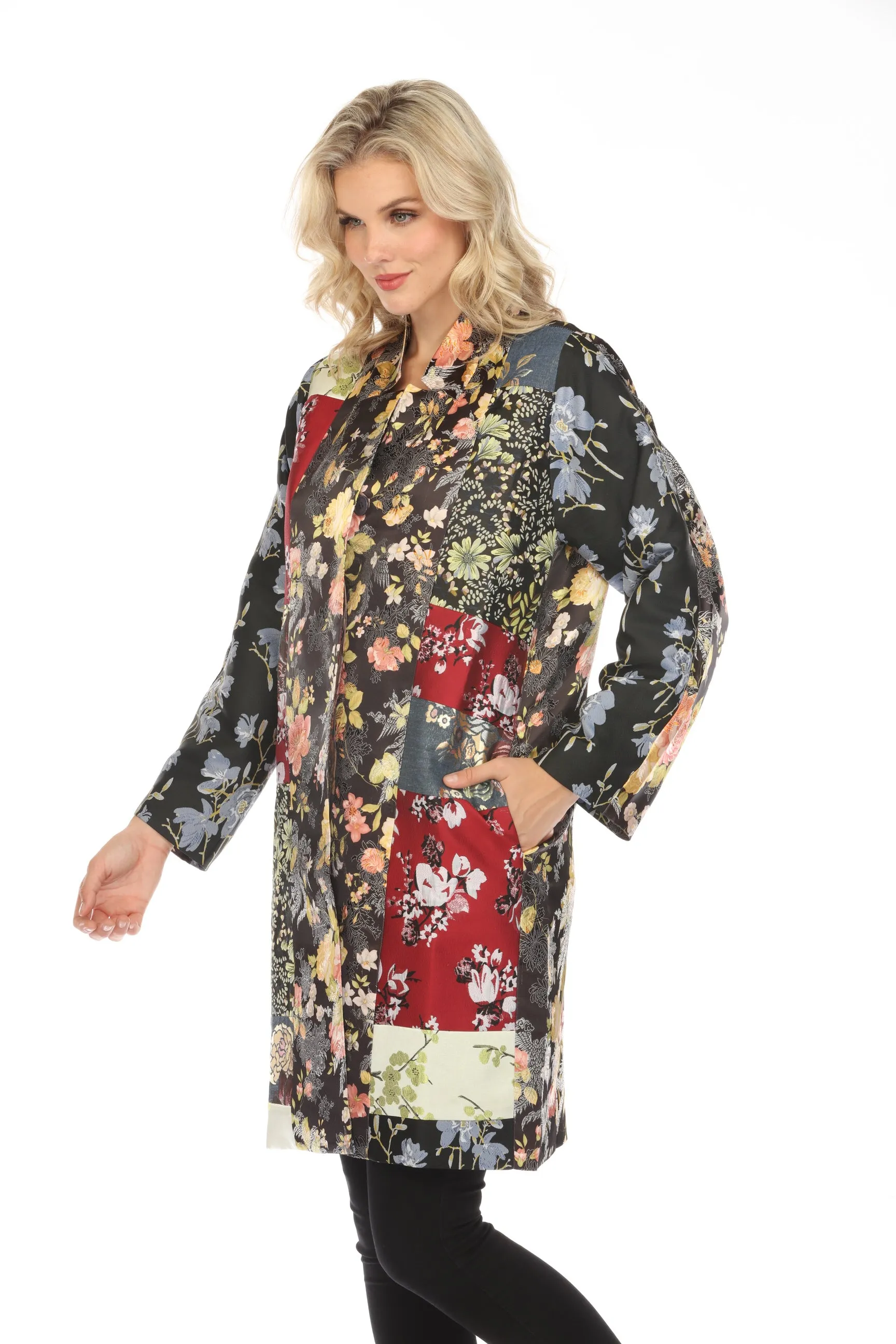 Johnny Was Biya Calanthe Patchwork Floral Coat Boho Chic B46821