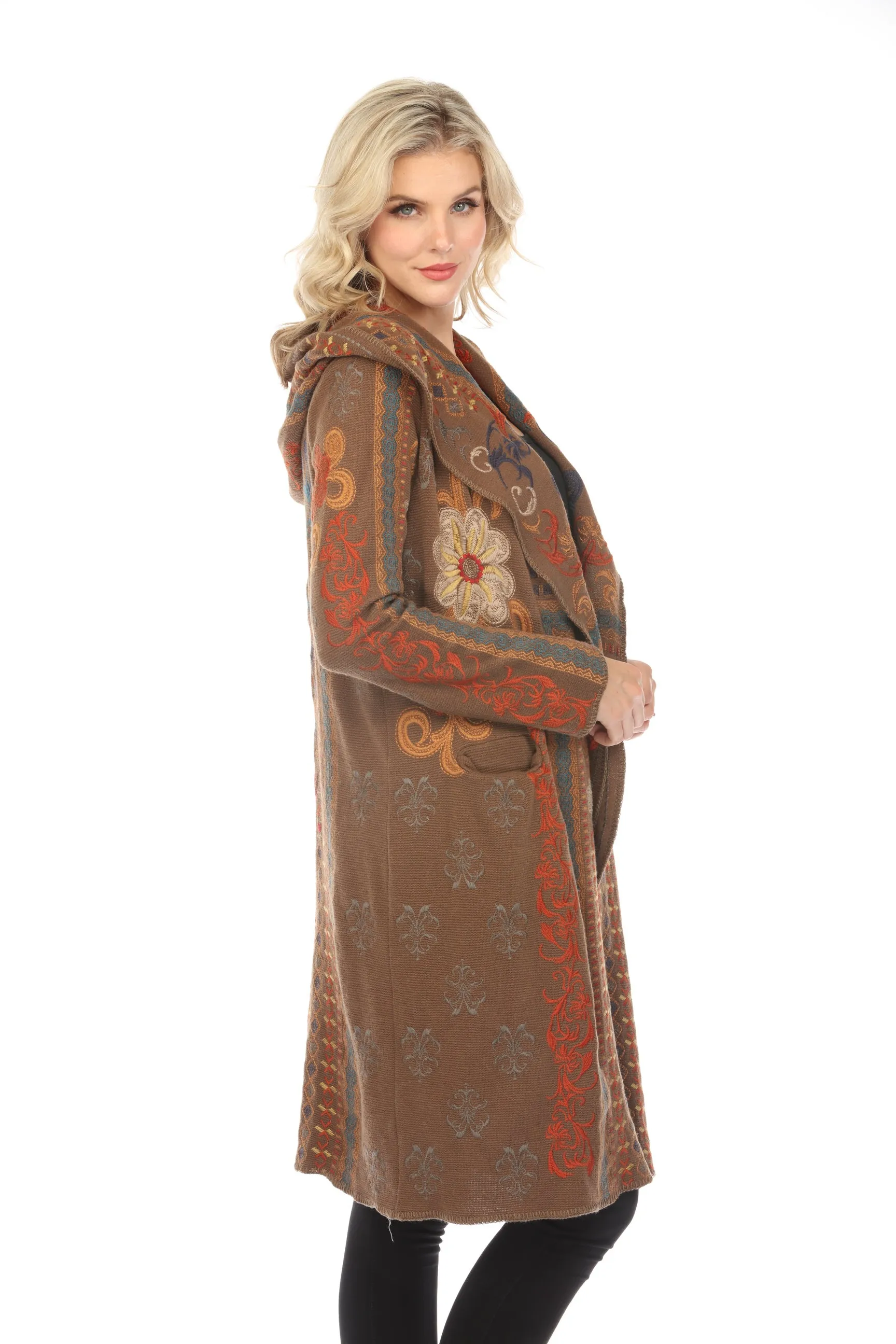 Johnny Was Biya Fabiana Embroidered Hooded Duster Boho Chic B54523