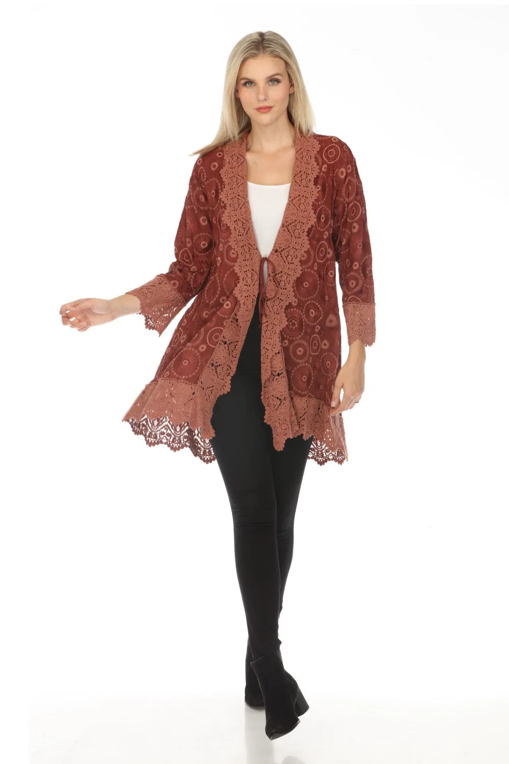 Johnny Was Bubbles Sparrows Lace Trim Jacket Boho Chic C48223 *