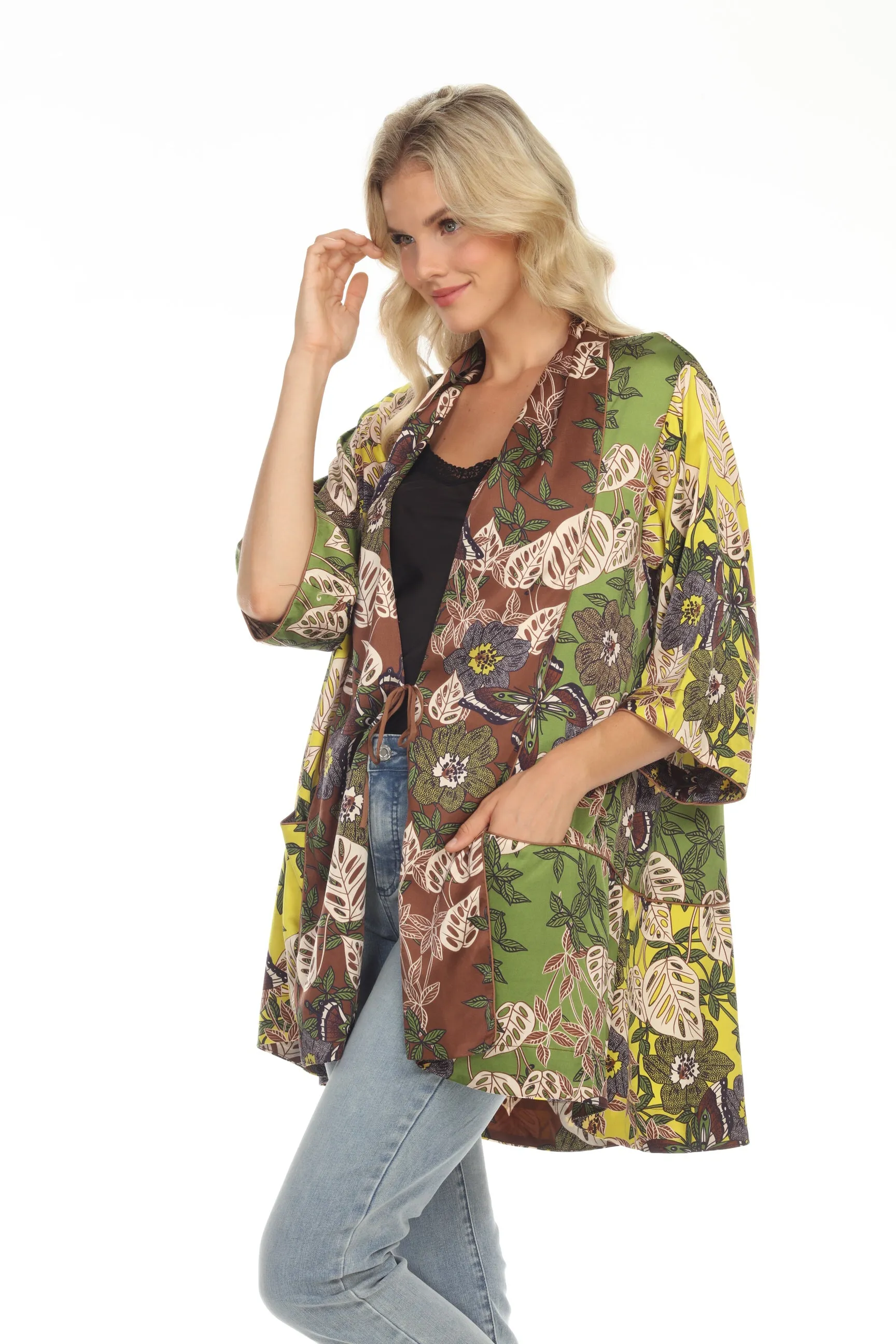 Johnny Was Lucero Salvor Silk Printed 3/4 Sleeve Kimono Boho Chic C43022 NEW