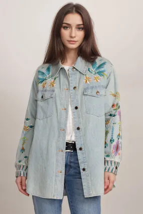 Johnny Was Workshop Gabriella Denim Oversized Shirt Jacket W44023-E