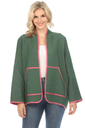 Johnny Was Workshop Green Florette Jacquard Jacket Boho Chic W43423-E