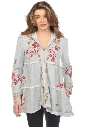 Johnny Was Zuzu Tiered Zip Front Hoodie Boho Chic R49423