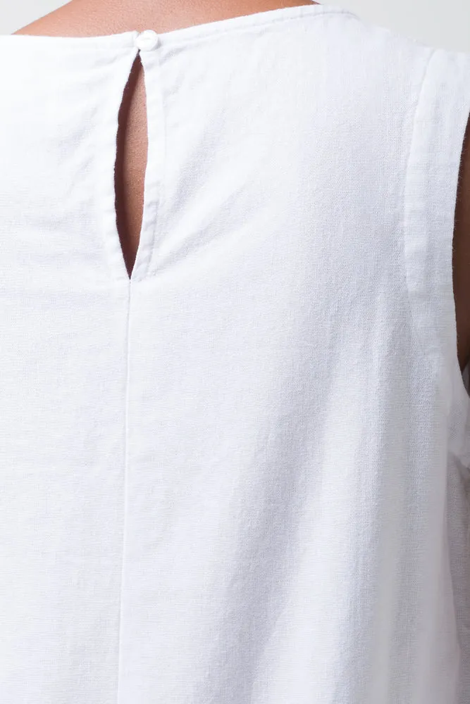 Linen Blend Shift Dress White