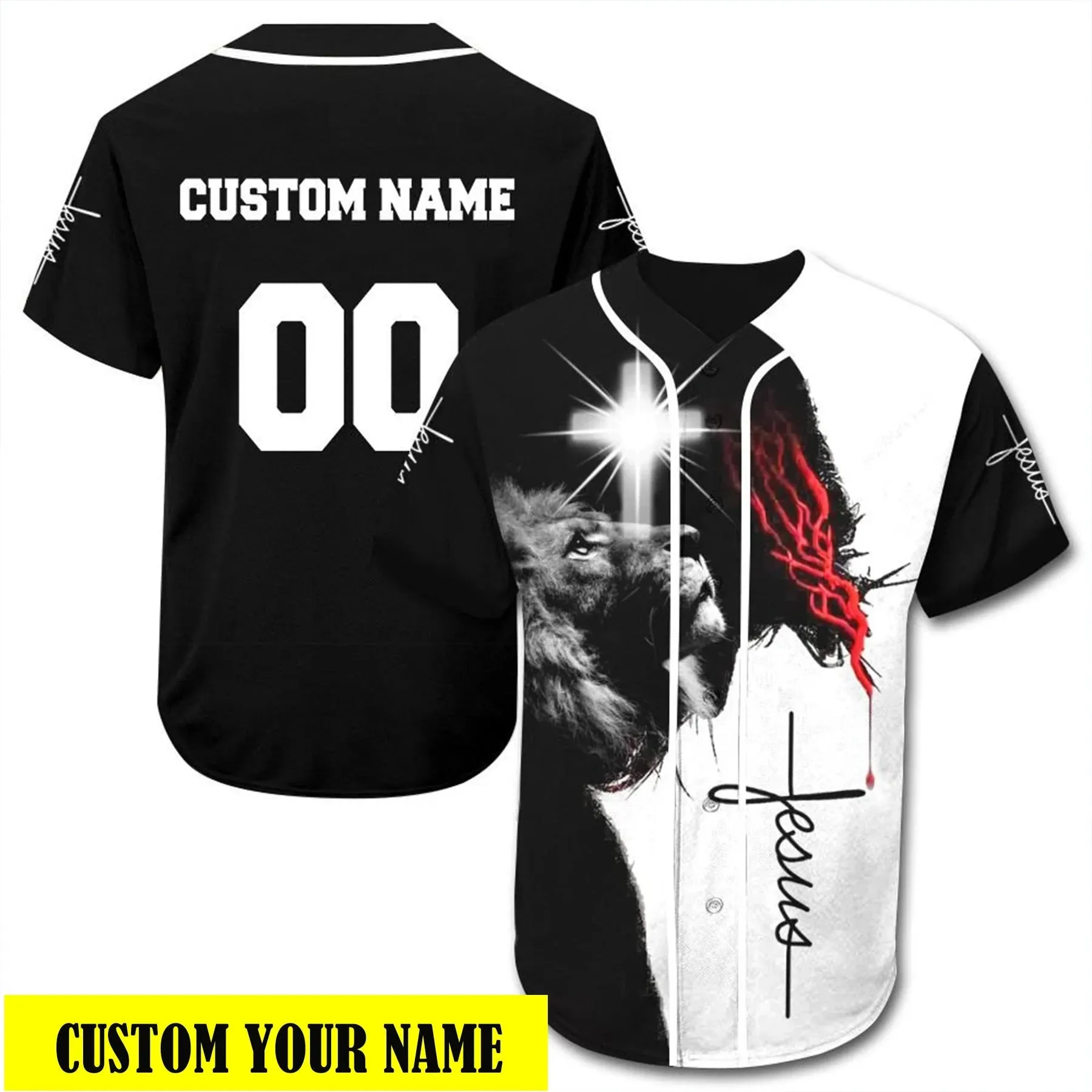 Lion Cross Custom Baseball Jersey - Personalized Jesus Baseball Jersey For Men and Women