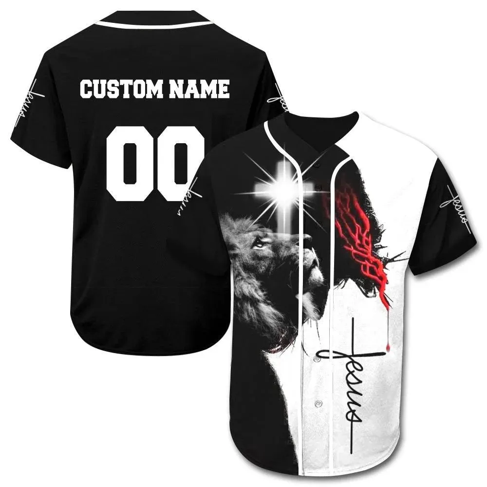 Lion Cross Custom Baseball Jersey - Personalized Jesus Baseball Jersey For Men and Women