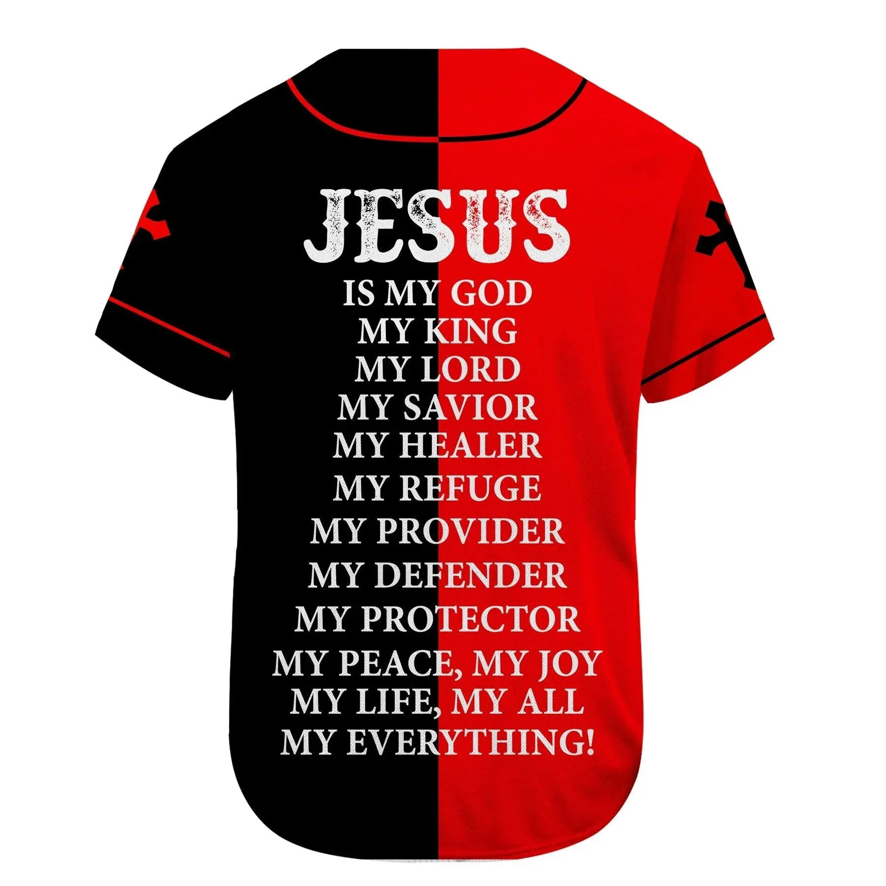 Lion God Red Black Child Of God Custom Baseball Jersey - Personalized Jesus Baseball Jersey For Men and Women