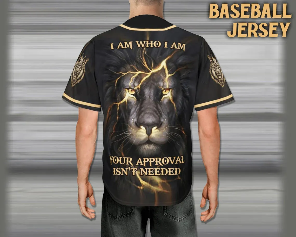 Lion Who I Am Custom Baseball Jersey - Personalized Jesus Baseball Jersey For Men and Women