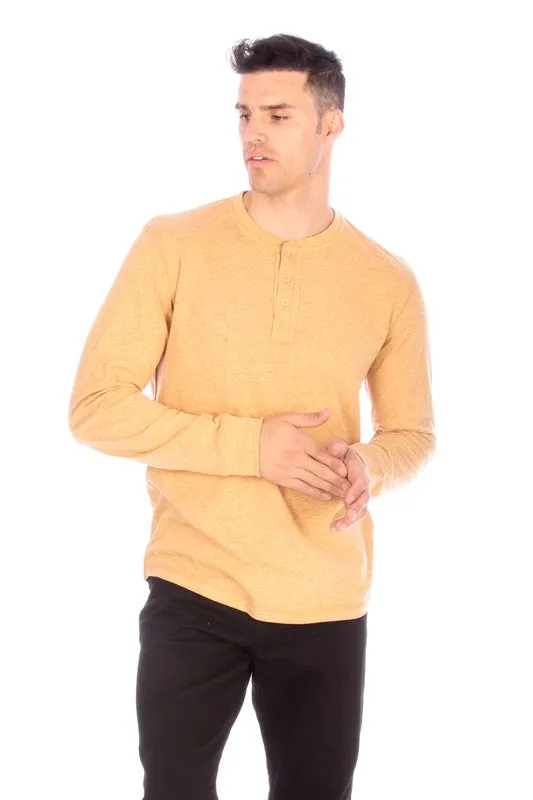 LONG SLEEVE HENLEY MUSTARD