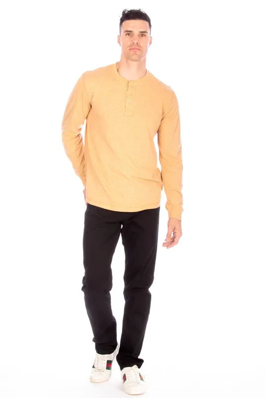 LONG SLEEVE HENLEY MUSTARD