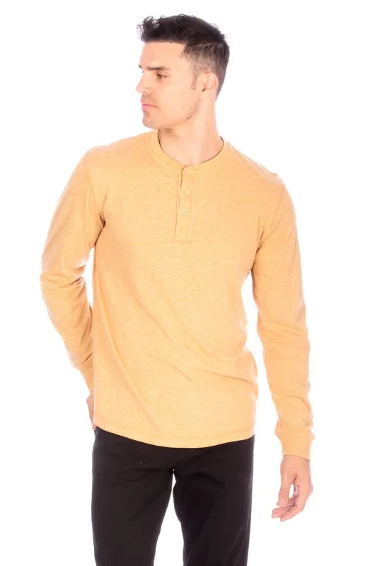 LONG SLEEVE HENLEY MUSTARD