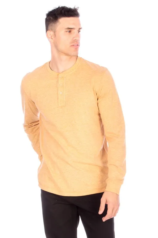 LONG SLEEVE HENLEY MUSTARD