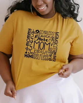 Mom Doodles Short Sleeve Graphic Tee | Mustard