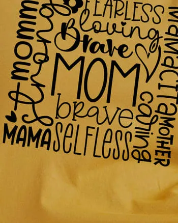 Mom Doodles Short Sleeve Graphic Tee | Mustard