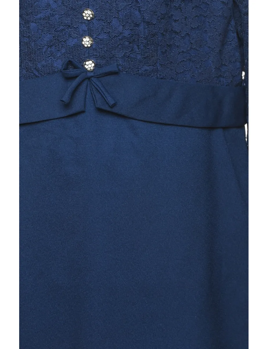 Navy Lace Shift Dress - L