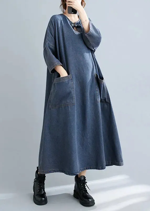 Patchwork Denim Long Dresses