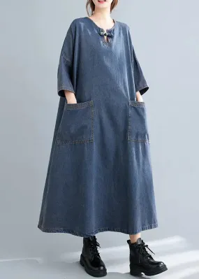 Patchwork Denim Long Dresses