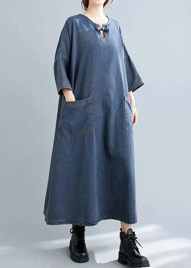 Patchwork Denim Long Dresses