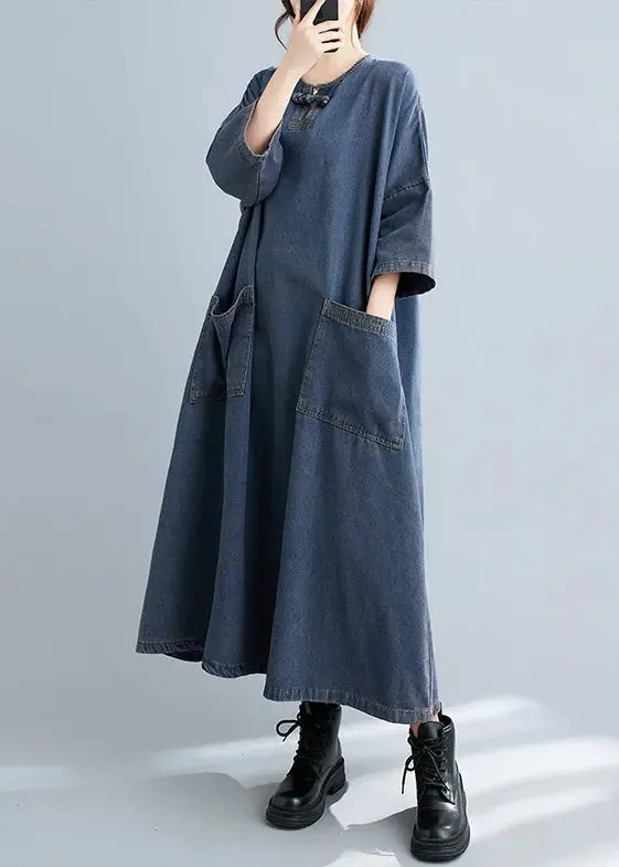 Patchwork Denim Long Dresses