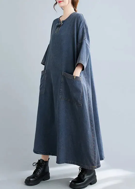 Patchwork Denim Long Dresses