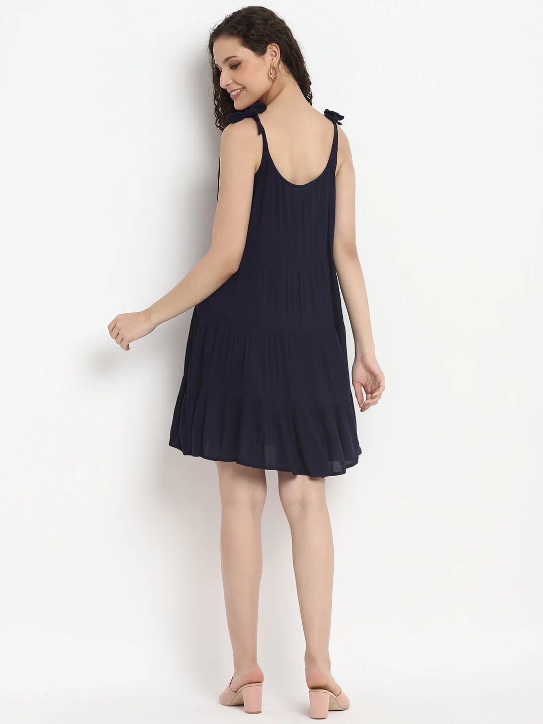 Porsorte Womens Navy Blue Sleeveless Casual Dress