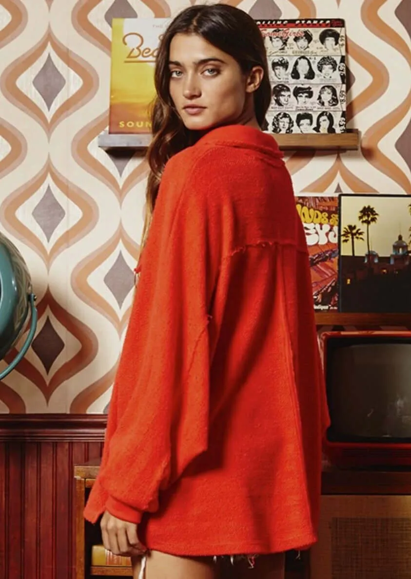 Relax in Red Oversized Henley