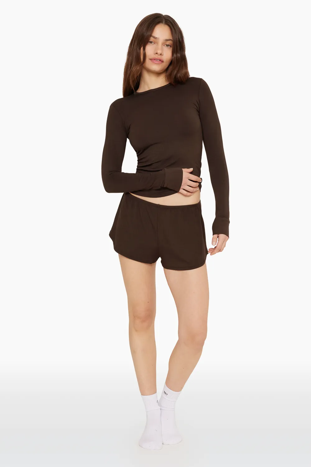 SLEEP JERSEY RELAXED SLEEP SHORTS - ESPRESSO