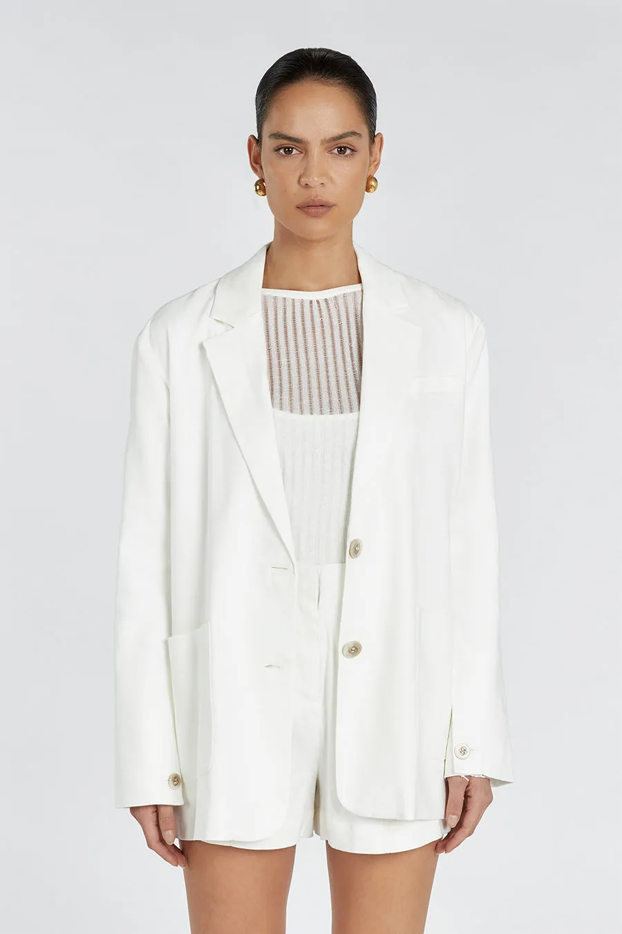 SLOAN WHITE LINEN BLEND WHITE BLAZER